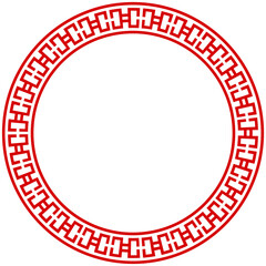 Chinese red circle frame set vector design. Chinese Oriental Border Ornament.