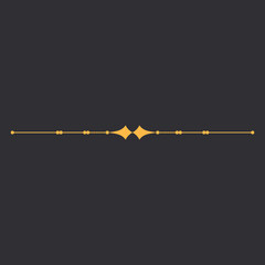 A decorative horizontal line design in gold on a dark background.