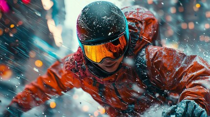 In climbing costumes on snowy mountains
