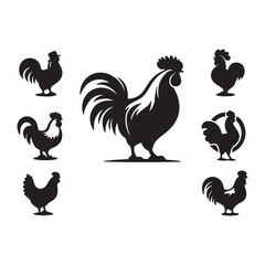 rooster and chicken vector