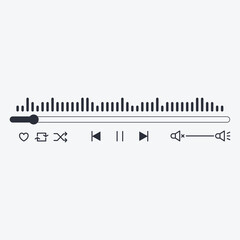 Obraz premium A minimalist audio player interface with controls and a volume slider.