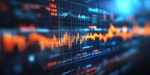 Close-Up View of Digital Financial Charts and Graphs Analysis