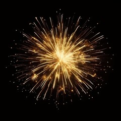 Fototapeta premium A gold fireworks celebration lighting up the night sky during a festive holiday event, isolated on black background