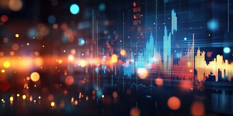 Fototapeta premium Digital Stock Market Chart with Blurred Background and Vibrant Colors