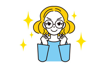 やる気満ち溢れた若い眼鏡の女性