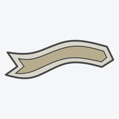 A simple, stylized ribbon banner with a beige color scheme, often used for decoration or signage.