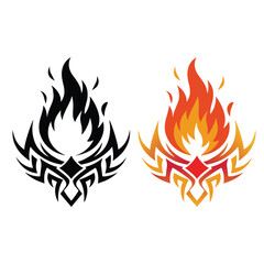 Fire flame vector, abstract fire vector, tribal fire tattoo design and logo design icon