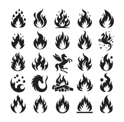Fire flame silhouette vector illustration 