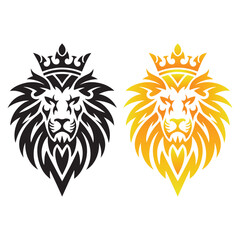 Obraz premium Lion king head vector art, tribal lion head tattoo design vector logo design icon