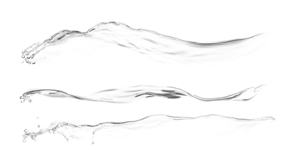 Set of clear water ripples isolated on transparent background