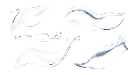 Set of clear water ripples isolated on transparent background