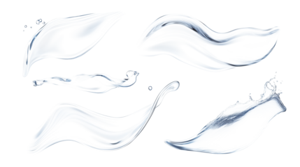Set of clear water ripples isolated on transparent background