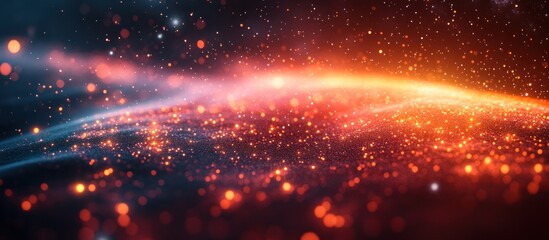 Obraz premium Abstract background with glowing particles in a galaxy like setting.