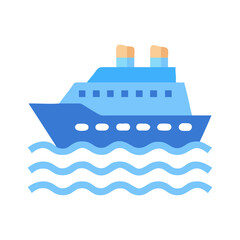 Obraz premium Cruise ship icon with waves