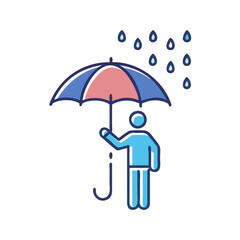 Person with umbrella in the rain icon