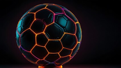 Fototapeta premium Neon Soccer Ball - Black & Orange
