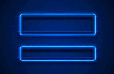 Neon frame, blue lamp, black background, line electric. Vector