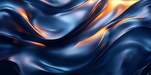 Fototapeta premium Abstract blue and orange wavy metallic texture.