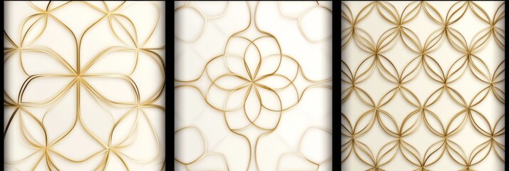 Elegant golden modern lines create a seamless pattern of abstract stars in a Christmas background.