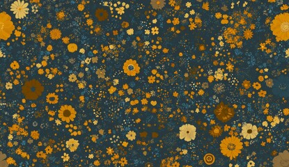 A modern floral design featuring small flowers and leaves..A contemporary floral motif incorporating small flowers and delicate leaves..A stylish pattern with small flowers and leaves in a modern