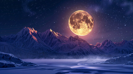 Beautiful nightly sky background with a full moon, perfect for a HD banner.