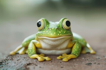 A close-up view of a frog sitting on a rock