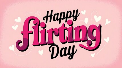Playful Flirting Day Greeting Card with Bold Magenta Heart Outline and Pastel Pink Background