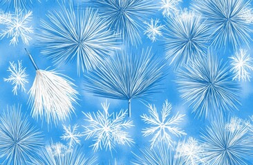 Winter holidays backdrop featuring pine branches and snowflakes. Design for a winter card.