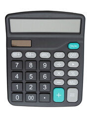 A black calculator isolated on white with clipping path