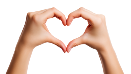 hands sign heart isolated on transparent background cutout