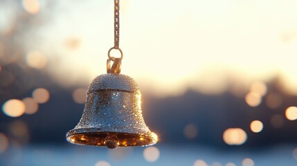 A festive Christmas bell decoration, beautifully displayed on a clean white backdrop.