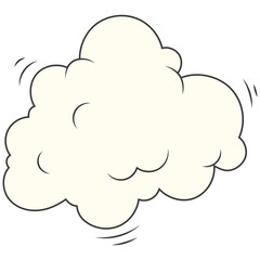 Speed cloud comic. Cartoon fast motion clouds vector set. Hand drawn comic doodles.