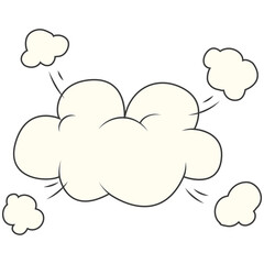 Speed cloud comic. Cartoon fast motion clouds vector set. Hand drawn comic doodles.