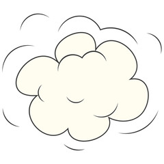 Speed cloud comic. Cartoon fast motion clouds vector set. Hand drawn comic doodles.