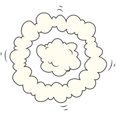 Speed cloud comic. Cartoon fast motion clouds vector set. Hand drawn comic doodles.