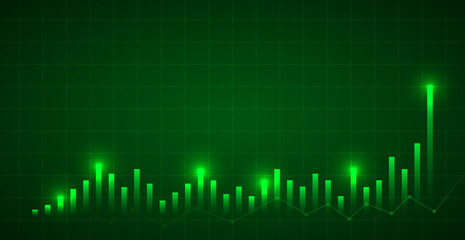 Green Stock Market Trading Background. Wallpaper. Finance Banner. Graph. Vector Illustration