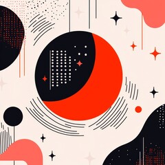 Obraz premium A seamless pattern featuring the moon and stars. A modern and stylish composition. Perfect for boho wall decor. Resonates with mid-century art styles. Offers a trendy texture suitable for print,