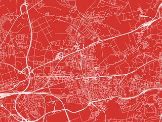 Christmas Map of Zabrze, Poland in Snowy White on Festive Red Background.