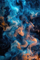 A close-up shot of blue and yellow smoke, perfect for use in scientific or industrial illustrations