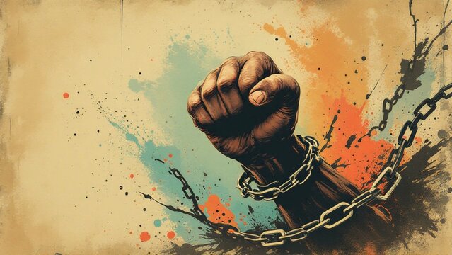 International human rights day, diverse hand raised up. The concept of freedom of speech, Classic revolution composition. Human Rights Day social media post background - Powered by Adobe