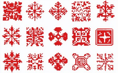 Christmas-themed knit print with a seamless pattern. It features red knitted sweater textures set against a Fair Isle traditional geometric background, making it a perfect holiday winter ornament.
