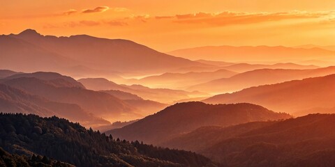 Naklejka premium A smooth and blended transition from deep orange to light orange creating an abstract gradient effect, smooth blend, color transition, orange to yellow, gradual change, subtle shift