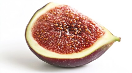 Close-up shot of a ripe fig fruit on a white surface, perfect for food or nature-themed projects
