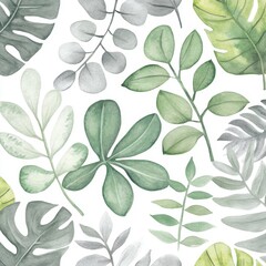 Tea leaves seamlessly integrated into a watercolour texture. A food background featuring hand-drawn watercolour tea leaves. Tea-inspired background suitable for paper, textiles, wrapping, and