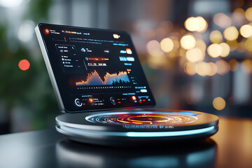 Digital finance dashboard hologram technology business analysis interactive environment innovative viewpoint patient engagement strategies