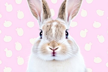 Obraz premium Creative design of porcelain rabbits on a pastel backdrop.Beautiful arrangement of porcelain rabbits against a soft pastel background.Porcelain rabbits intricately styled on a pastel-colored
