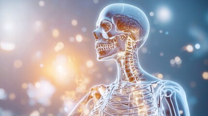 anatomy and skeleton in medical biology with 3d organ graphics for advanced visualization and research.












