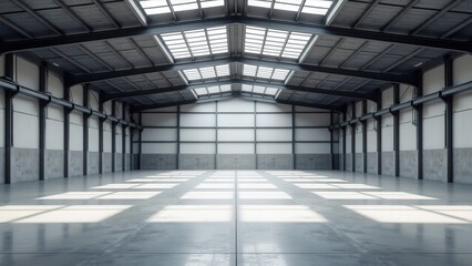 Spacious warehouse mockup ready for showcasing large design projects