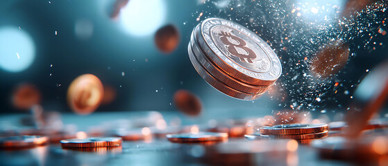 Bitcoin surge digital currency growth virtual space holographic display innovative technology financial engagement