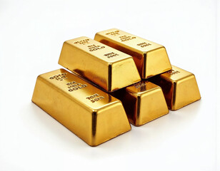 gold bars isolated on white on white background